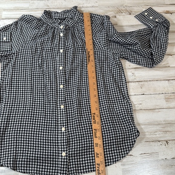 NWT J Crew Checked Balloon Sleeve Button Down - Picture 3 of 5